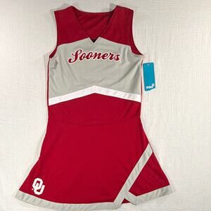 GIII Oklahoma Sooners OU Cheerleading Uniform Dress Red/Gray/White YL 14 MPN